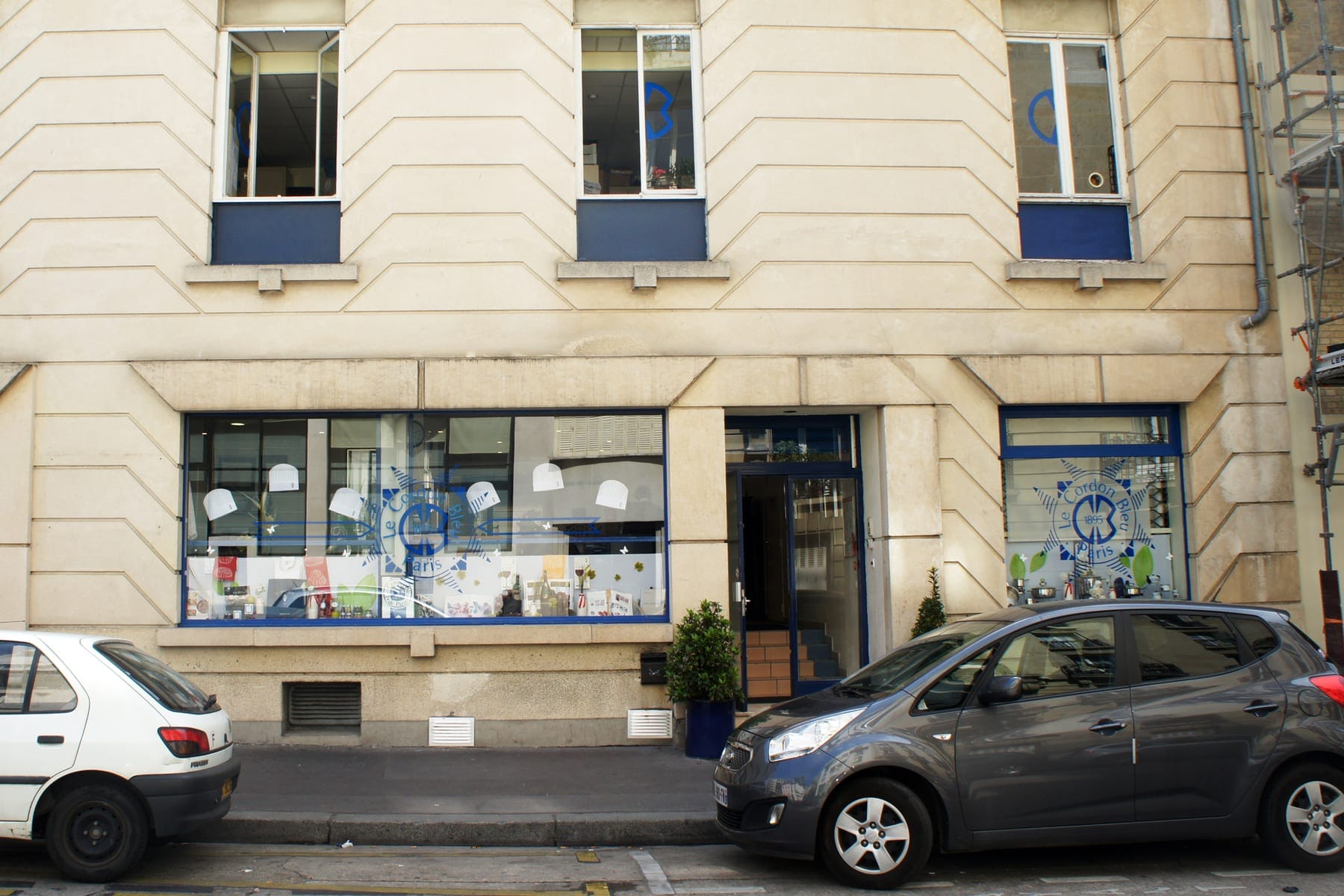 Street entrance of Le Cordon Bleu Paris with branded windows